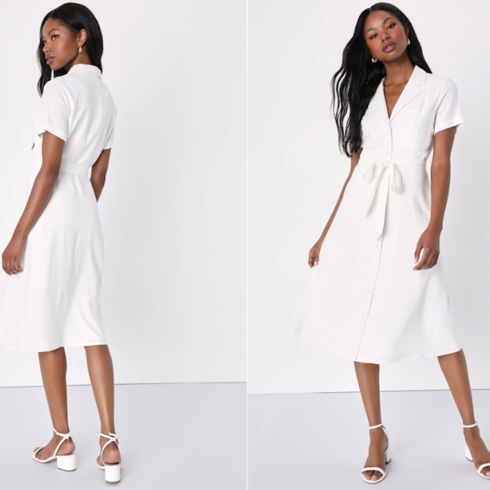 LULU's Casual Sexy Flirty Chic Modern Casual Minimalistic Button Down Midi